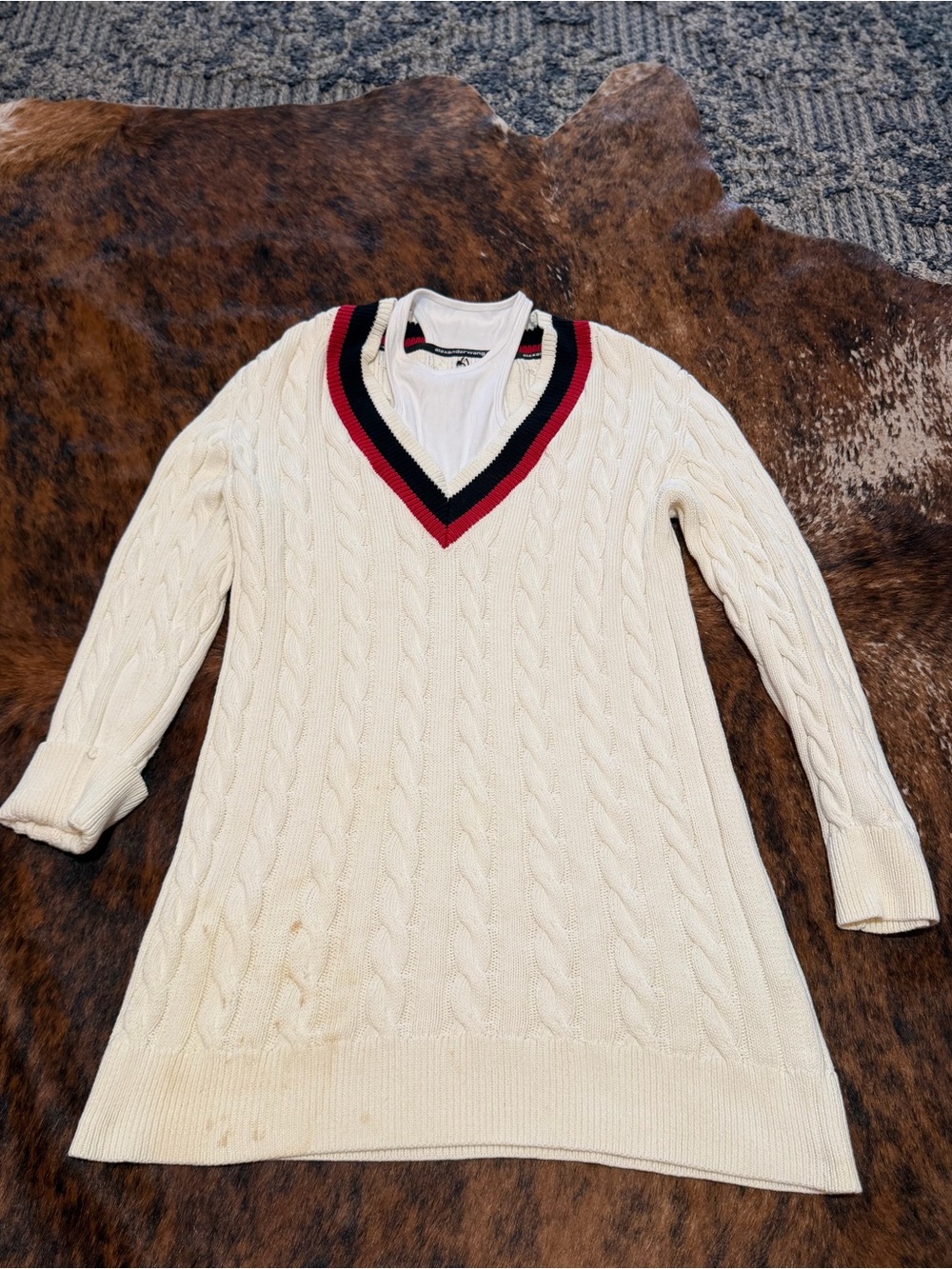 ALEXANDER WANG women's Layered oversized Cable-Knit Sweater pullover Size S